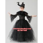 ชุดแฟนซีเด็ก ชุดมาเลฟิเซนต์ นางฟ้าปีศาจ Maleficent ชุดแฟนซีผู้หญิง (ชุดกระโปรงยาว+เขา+ปีก+ระบายที่แขน) ขนาด M105-115, L 115-125, XL 125-140