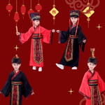 ชุดฮ่องเต้ ชุดประจำชาติจีน สำหรับ ชุดแฟนซีเด็กชาย สีแดง หรือ สีแดง (รวมมงกุฎหรือที่ประดับหัว) มี ขนาด 120, 130, 140, 150 (ขนาดสอบถาม)