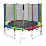 แทรมโพลีน 12 ฟุต สีรุ้ง เสารุ้ง สปริงบอร์ด trampoline เครื่องออกกำลังกายเพิ่มความสูง สำหรับ 5 คน