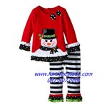 ชุดคริสมาสเด็กหญิง เสื้อลาย snow man+กางเกง Christmas Costume สำหรับ เทศกาลวันคริสมาส มีขนาด 110, 120