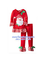 ชุดคริสมาสเด็กหญิง เสื้อลาย SANTA+กางเกง Christmas Costume สำหรับ เทศกาลวันคริสมาส มีขนาด 90, 130