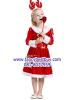 ชุดซานตี้ รวมเขากวางและไม้หัวใจ ชุดคริสมาสเด็กหญิง Christmas Costume สำหรับ เทศกาลวันคริสมาส เกรด บี (ส่วนมีขาวมีเปื้อนคราบสีแดง) ไม่รับคืนหรือเปลี่ยน