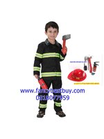 **แถมอุปกรณ์ดับเพลิง 5 ชิ้น** ชุดแฟนซีนักดับเพลิงเด็กสีดำ Fireman ใส่ได้ทั้งเด็กชายหญิง ขนาด M, L, XL