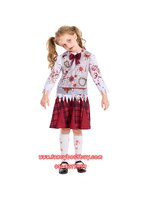 ชุดฮาโลวีน ชุดนักเรียนซอมบี้ Blood Student ชุดซอมบี้ Zombie สำหรับวันฮาโลวีน มีขนาด S 110-125, M 125-140