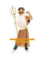 ชุดโพเซดอน ชุดแฟนซีเด็ก ชุดเทพเจ้ากรีก Poseidon Gold of Sea (ไม่รวมไม้สามง่าม+เครา) ขนาด M 115-125, L 125-135, XL 135-145