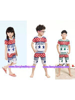 ชุดว่ายน้ำเด็กชายและหญิง แบบสปอร์ท Sport style แบบ 2 ชิ้น เสื้อ+กางเกง สีเขียว มีขนาด L, XXL