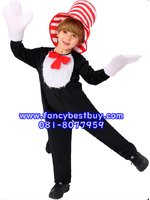 ชุดแฟนซี Dr. Seuss' The Cat in the Hat DR. ขนาด S105-115, M 115-125, L125-135, XL 135-145 รวมถุงมือสีขาว