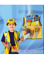 ชุดแฟนซีอาชีพวิศวกร สีเหลือง Engineer ใส่ได้ทั้งเด็กชายหญิง (เสื้อ+หมวก+กระเป๋าคาดเอว+อุปกรณ์ 5 ชิ้น) ฟรีไซด์ สำหรับเด็ก 90-125 ซม. อายุ 3-7 ขวบ