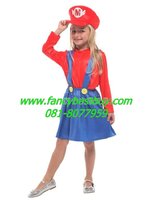 ชุดแฟนซีเด็กหญิง มาริโอ้สีแดง จาก game Mario มี ขนาด L, XL
