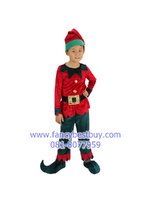 ชุดเอลฟ์ ชุด ELF คริสมาส Christmas Elf Boy สำหรับ เทศกาลคริสมาส ขนาด 100, 110 (ชุดรุ่นนี้เป็นดำแดง รองเท้าดำ ยกเว้นหมวกเขียวแดง) )