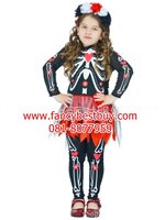 ชุดฮาโลวีนเด็ก ผีโครงกระดูก สำหรับวันฮาโลวีน Skeleton รวมที่ประดับศรีษะ มีขนาด S(110-120)