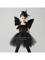 ชุดแฟนซีแม่มด Black Swan ชุดแฟนซีผู้หญิง (ชุดกระโปรง+ปีก+ขนนกประดับผม) ขนาด M 105-115, L115-125, XL 125-140