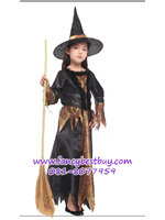 ชุดฮาโลวีนเด็กหญิง ชุดแม่มดน้อยสีทอง สำหรับงานแฟนซี วันฮาโลวีน Princess of Witch ขนาด M (only delivery)