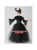 ชุดแฟนซีเด็ก ชุดมาเลฟิเซนต์ นางฟ้าปีศาจ Maleficent ชุดแฟนซีผู้หญิง (ชุดกระโปรงยาว+เขา+ปีก+ระบายที่แขน) ขนาด M105-115, L 115-125