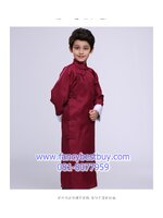 ชุดประจำชาติจีน ชุดเจ้าพ่อเซียงไฮ้ สำหรับ เด็กชาย สีแดงเลือดหมู มี ขนาด 120