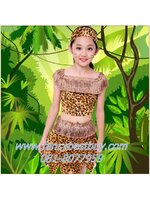 ชุดแฟนซีเด็กหญิง ชุดทาร์ซาน ชุดคนป่า ชุดชนเผ่าพื้นเมือง ชุดมนุษย์ยุคหิน มีขนาด 100, 150 (คู่กับชุดเด็กชาย FB38003)