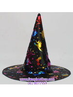 หมวกพ่อมดแม่มด สีแฟนซี สำหรับแต่งเป็น ชุดแฟนซีเด็กในวันฮาโลวีน แบบชุดพ่อมดและแม่มด สูง36ซม. เส้นศูนย์กลาง 20 ซม. (ขายปลีก ไม่ต้องซื้อคู่กับชุดแฟนซ๊)