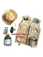 ชุดนักดูแลสวนสัตว์ Zoo Keeper ชุดเดินป่า Hiking ชุดแฟนซีอาชีพ ใส่ได้ทั้งเด็กชายหญิง (เสื้อ+หมวก+อุปกรณ์ 3 ชิ้น ) ฟรีไซด์ สำหรับเด็ก 90-130 ซม. อายุ 3-7 ขวบ