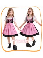 ชุดแฟนซีเด็ก ชุดเยอรมันสีชมพู ชุดนานาชาติ ชุดประจำชาติเยอรมันนี ชุดสวิตเซอร์แลนด์ ชุดบาวาเรียน มีขนาด S 110-125, M 125-135, L135-150, XL 150-160