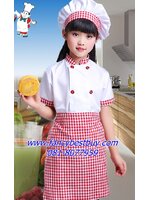 ชุดแฟนซีอาชีพ ชุดพ่อครัว ชุดแม่ครัว ชุดเชฟ ชุดChef แขนสั้นสีแดง ใช้งานได้จริง ใช้ได้ทั้งเด็กชายและเด็กหญิง (เสื้อสีขาว+หมวก+ผ้ากันเปื้อน ) มีขนาดสำหรับ 90-160 ซม.
