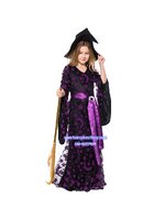 ชุดฮาโลวีนเด็ก ชุดแม่มด สีม่วง สำหรับงานแฟนซี วันฮาโลวีน มีขนาด XS95-110, S 110-125