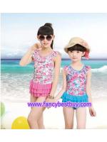 ชุดว่ายน้ำเด็กหญิง แบบ 1 ชิ้น สีชมพู มีขนาด XL