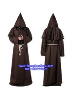 ชุดแฟนซีผู้ชาย เสื้อคลุมพระสงฆ์ยุกกลาง พ่อมด ชุดนักบวช สีน้ำตาล Brown Color ขนาด S 160-170, M 170-175, L 175-180, XL 180-185, XXL 185-190
