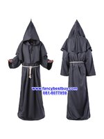 ชุดแฟนซีผู้ชาย เสื้อคลุมพระสงฆ์ยุกกลาง พ่อมด ชุดนักบวช สีดำ BLACK Color ขนาด S 165-170, M 170-175, L 175-180, XL 180-185, XXL 185-190