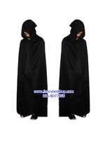 ผ้าคลุมยมทูต ผ้าคลุมแบบมีฮูด สำหรับ ชุดพ่อมด ชุดแม่มด ชุดฮาโลวีน ยาว 80, 120, 140, 170 ซม. จากไหล่ถึงปลาย สีดำ (ผ้าออกเงาๆ)
