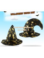 หมวกพ่อมดแม่มด สีทอง สำหรับแต่งเป็น ชุดแฟนซีเด็กในวันฮาโลวีน แบบชุดพ่อมดและแม่มด สูง33ซม. เส้นศูนย์กลาง 30 ซม. (ขายปลีก ไม่ต้องซื้อคู่กับชุดแฟนซ๊)