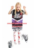 ชุดฮาโลวีนเด็กหญิง ชุดเชียร์ลีดเดอร์เลือด ชุดซอมปี้ สำหรับวันฮาโลวีน Blood Cheer leader Nurse แบบที่ 2 มีขนาด S 110-120, M 120-135 (แถมพู่เชียร์และถุงน่องลายเลือด) สำเนา