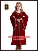 ชุดยุโรป ชุดอังกฤษ เรอเนสซองส์ Renaissance ชุดย้อยยุค Medieval clothing ขนาด 130, 140 (พร้อมอุปกรณ์ประดับผม)