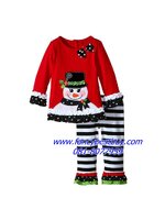 ชุดคริสมาสเด็กหญิง เสื้อลาย snow man+กางเกง Christmas Costume สำหรับ เทศกาลวันคริสมาส มีขนาด 110, 120