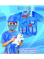 ชุดแฟนซีสัตวแพทย์ คุณหมอสัตว์ ใช้ได้ทั้งเด็กชายและเด็กหญิง (เสื้อ+หมวก+อุปกรณ์ 5 ชิ้น) ขนาดฟรีไซด์สำหรับเด็ก 100-125 ซม.