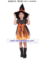 ชุดฮาโลวีนเด็ก แม่มดน้อยแสนเสน่ห์ สีฟักทอง ขนาด M, L, XL