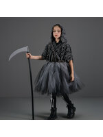 ชุดแฟนซีเด็ก ชุดยมทูตหญิง ชุดแฟนซีผู้หญิง (ชุดกระโปรงยาว+ผ้าคลุมพร้อมฮูด+ถุงน่อง 1 คู่+ไม้เคียว +โซ่) ขนาด M 105-115, L 115-125, XL 125-140