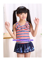 ชุดว่ายน้ำเด็กหญิง แบบ 1 ชิ้น สีน้ำเงิน มีขนาด L, XL