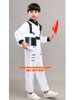 ชุดแฟนซีอาชีพในฝัน ชุดนักบินอวกาศประเทศจีน ชุดแฟนซีนักบินอวกาศเด็ก Chinese Astronaut สีขาว มีขนาด 110, 120, 130, 140 ไม่รวมสายคาดสีดำ (หมวกนักบินซื้อเพิ่มได้)