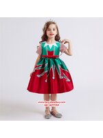 ชุดคริสมาสเด็ก ชุดเดรสพิมพ์ลาย คริสต์มาส สำหรับวันคริสมาส ไม่รวมที่ประดับศรีษะ Size 120(105-115cm)