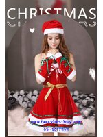 ชุดแซนตึ้ ชุดกระโปรงคริสมาส สีแดง Santy Costume ขนาดฟรีไซด์