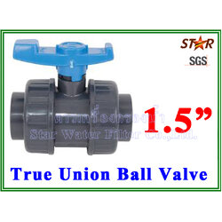 ยูเนี่ยนบอลวาล์ว พีวีซี PVC true union ball valve 1.5" (ID:48 mm) (มาตรฐานท่อประปาฟ้า) (Star)