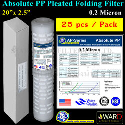ไส้กรองน้ำ Absolute PP Pleated 20 นิ้ว x 2.5 นิ้ว 0.2 Micron (Sediment) H2O ยกลัง 25 pcs.