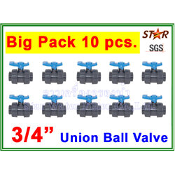 ยูเนี่ยนบอลวาล์ว พีวีซี PVC true union ball valve 3/4" (ID:26 mm) (มาตรฐานท่อประปาฟ้า) (Star) ยกแพ๊ค 10 pcs.