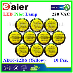 หลอดไฟ Pilot Indicator Lamp LED 220VAC เหลือง 10 Pcs.