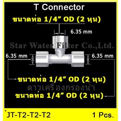 3 ทาง (1/4OD x 1/4OD x 1/4OD) Plastic + ฝาเกลียวหมุนล๊อกท่อ
