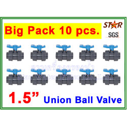 ยูเนี่ยนบอลวาล์ว พีวีซี PVC true union ball valve 1.5" (ID:48 mm) (มาตรฐานท่อประปาฟ้า) (Star) ยกแพ๊ค 10 pcs.