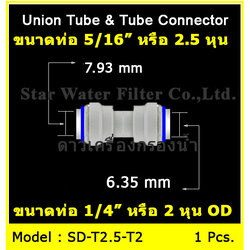 ข้อต่อตรง (5/16" OD x 1/4" OD=2.5 หุน x 2 หุน) Plastic สวมเร็ว Speed Fit