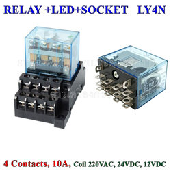 Relay+led+Socket, 4 Contact, 14 Pins, 10A LY4N DPDT
