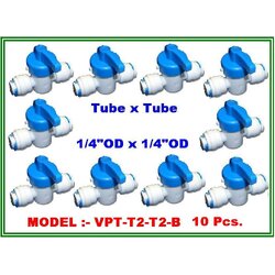 Ball valve plastic union tubes 1/4" OD & 1/4" OD (Quick fitting) แพ๊ค 10 ชิ้น