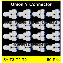 3 ทาง Y (3/8"OD-1/4"OD-1/4"OD) Plastic สวมเร็ว Speed Fit 50 pcs.